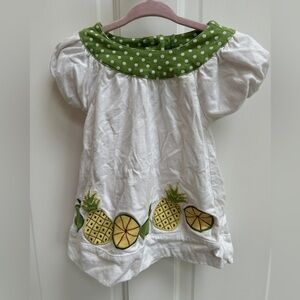 B.T. Kids 18M White, Yellow & Green Girl Fruit Short Sleeve Blouse Top